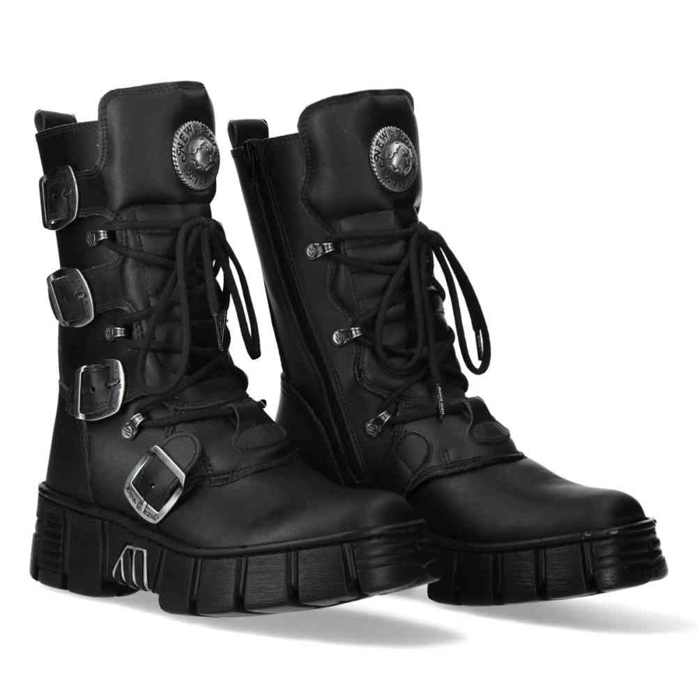 New Rock - M-WALL1473-V7 Platform Boots - Black